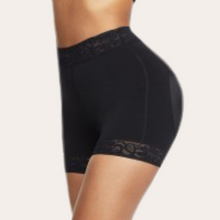 Load image into Gallery viewer, Mid-Rise Lace Waist Shaper Shorts (Black)