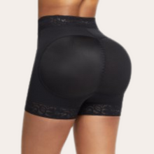 Load image into Gallery viewer, Mid-Rise Lace Waist Shaper Shorts (Black)