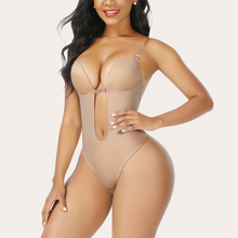 Load image into Gallery viewer, Plunging Neckline and Back Bodysuit (Nude)