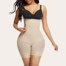 Load image into Gallery viewer, Nude skin colour women shapewear plus size belly control, waist slimming shaper with side zipper controls abdomen and lifts the buttocks easy bathroom access, removable straps
