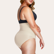 Load image into Gallery viewer, Beige (nude) seamless clip-on panty shapewear. Seamless body shaper girdle that hooks on to the bra. Silicone lining. Keeps it in place will not roll down. Lifts the butt. Will not show through clothing. Control belly fast, smooth love handles. Plus size. USA shipping.