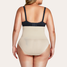 Load image into Gallery viewer, Beige (nude) seamless clip-on panty shapewear. Seamless body shaper girdle that hooks on to the bra. Silicone lining. Keeps it in place will not roll down. Lifts the butt. Will not show through clothing. Control belly fast, smooth love handles. Plus size. USA shipping.