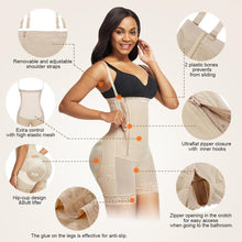 Load image into Gallery viewer, Nude skin colour women shapewear plus size belly control, waist slimming shaper with side zipper controls abdomen and lifts the buttocks easy bathroom access, removable straps
