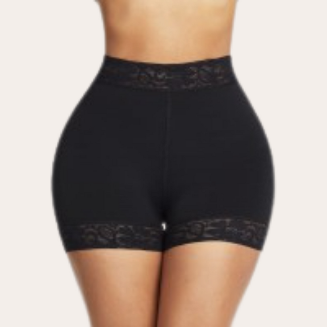 Mid-Rise Lace Waist Shaper Shorts (Black) – Pomp Shapewear