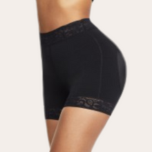 Load image into Gallery viewer, Mid-Rise Lace Waist Shaper Shorts (Black)
