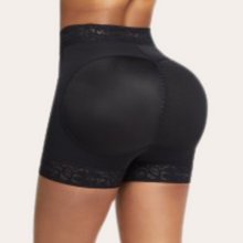 Load image into Gallery viewer, Mid-Rise Lace Waist Shaper Shorts (Black)
