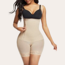 Load image into Gallery viewer, Nude skin colour women shapewear plus size belly control, waist slimming shaper with side zipper controls abdomen and lifts the buttocks easy bathroom access, removable straps
