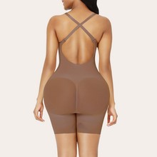 Load image into Gallery viewer, Brown lower back seamless body shapewear bodysuit adjustable straps lifts the buttocks firm tummy control sexy hourglass figure slims waist faja body shaper
