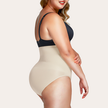 Load image into Gallery viewer, Beige (nude) seamless clip-on panty shapewear. Seamless body shaper girdle that hooks on to the bra. Silicone lining. Keeps it in place will not roll down. Lifts the butt. Will not show through clothing. Control belly fast, smooth love handles. Plus size. USA shipping.
