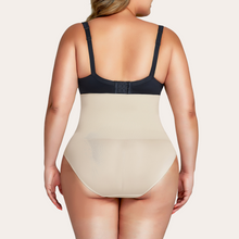 Load image into Gallery viewer, Beige (nude) seamless clip-on panty shapewear. Seamless body shaper girdle that hooks on to the bra. Silicone lining. Keeps it in place will not roll down. Lifts the butt. Will not show through clothing. Control belly fast, smooth love handles. Plus size. USA shipping.
